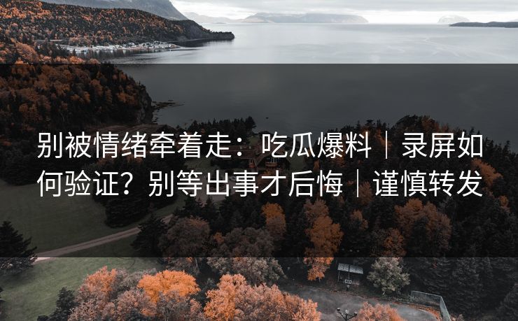 别被情绪牵着走:吃瓜爆料|录屏如何验证?别等出事才后悔|谨慎转发