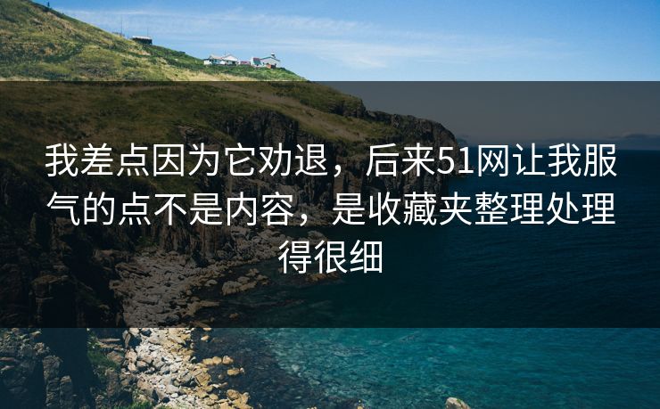 我差点因为它劝退，后来51网让我服气的点不是内容，是收藏夹整理处理得很细